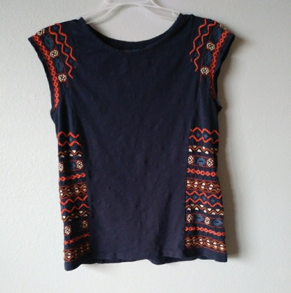 Lucky Brand Embroidered Womens Top